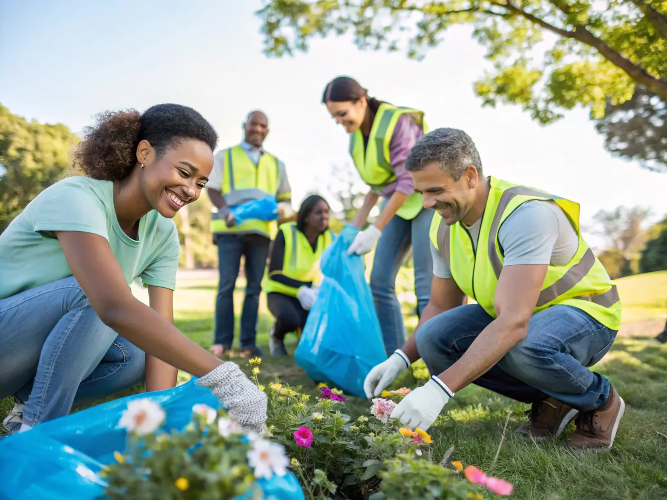 A photograph depicting volunteers organizing a community cleanup event, symbolizing ULR's commitment to local engagement and environmental responsibility.